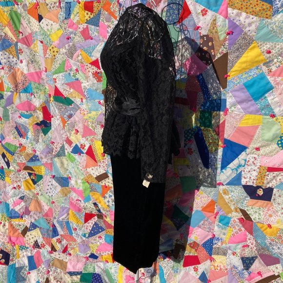 Gunne sax vtg 70s 80s black lace dress 1970s 1980s Jessica McClintock - Picture 7 of 9